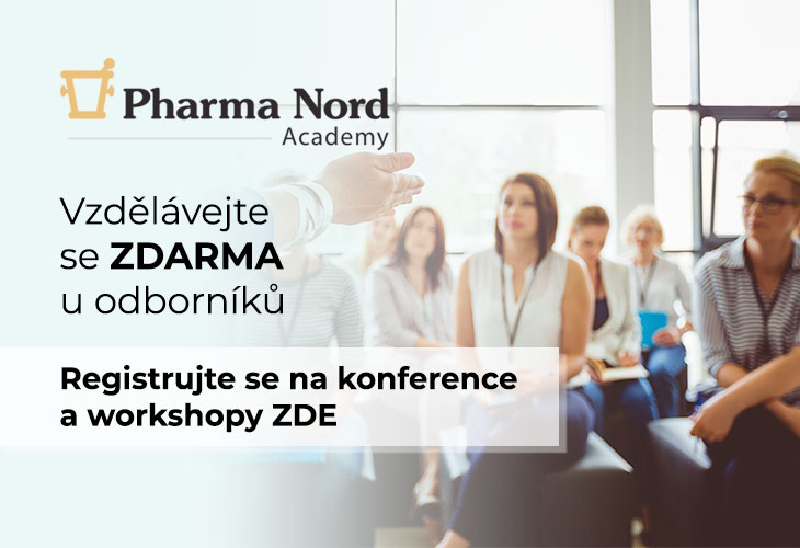 Zdravotním profesionálům nabízíme workshopy, odborné semináře a online webináře. Logo edukační činnosti Pharma Nord Academy